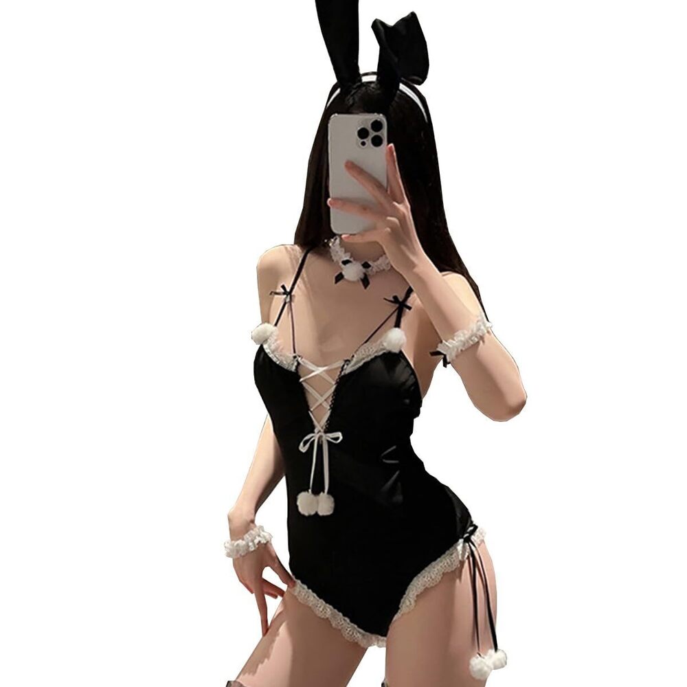 1592 Teddy Bodysuit Kawaii Bunny Senpai Anime Cosplay Lingerie Maid Outfit